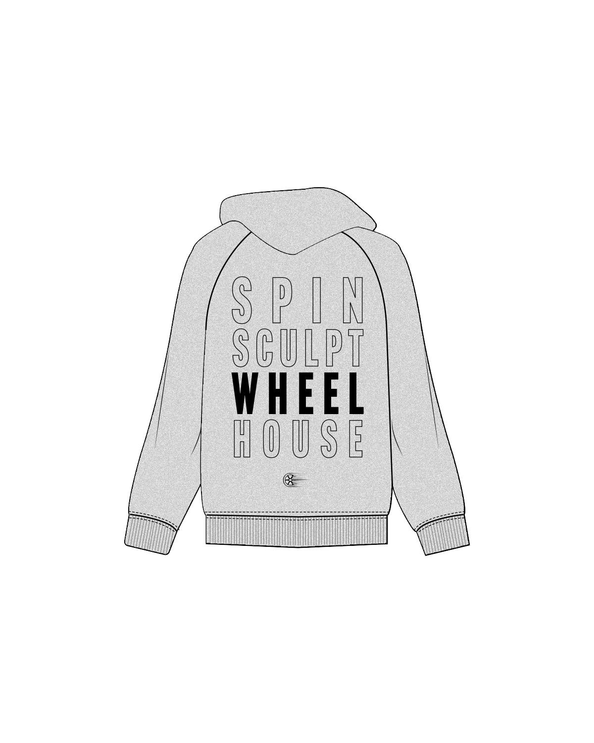 The Womens Zip Hoodie - Heather - Wheel House - Left Chest / Back - Black