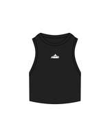 The Ribbed Crop Tank - Black - Higher Ground - Center - White Embroidered