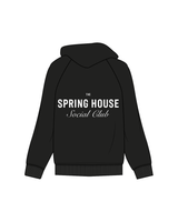 The Womens Zip Hoodie - Black - Spring House - Left Chest / Back - White