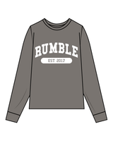 The Mens Heavyweight Long Sleeve - Washed Gray - Rumble - Center / Back - White