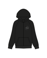 The Womens Zip Hoodie - Black - Spring House - Left Chest / Back - White