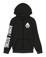 The Mens Zip Hoodie - Black - Rumble - Left Chest / Right Sleeve - White