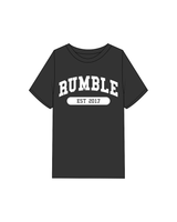 The Mens Heavyweight Tee - Washed Black - Rumble - Center - White