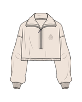 The Suede 1/2 Zip - Latte - Rumble - Left Chest - Latte Embroidered