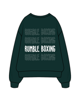 The Womens Heavy Crewneck - Pine Green - Rumble - Left Chest / Back - White