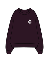 The Womens Heavy Crewneck - Plum - Rumble - Left Chest / Back - White