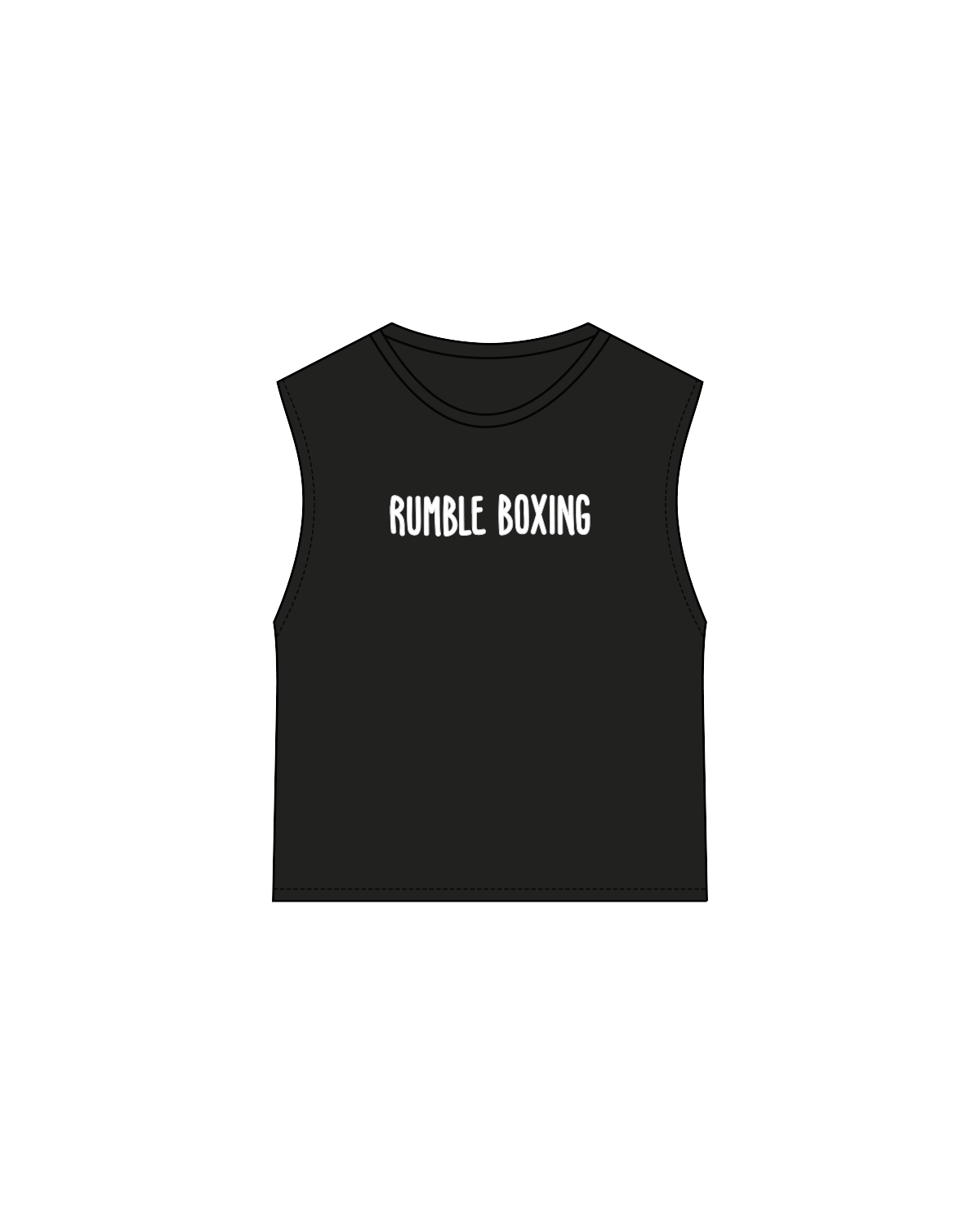 The Womens Classic Crop Tank - Black - Rumble - Center - White