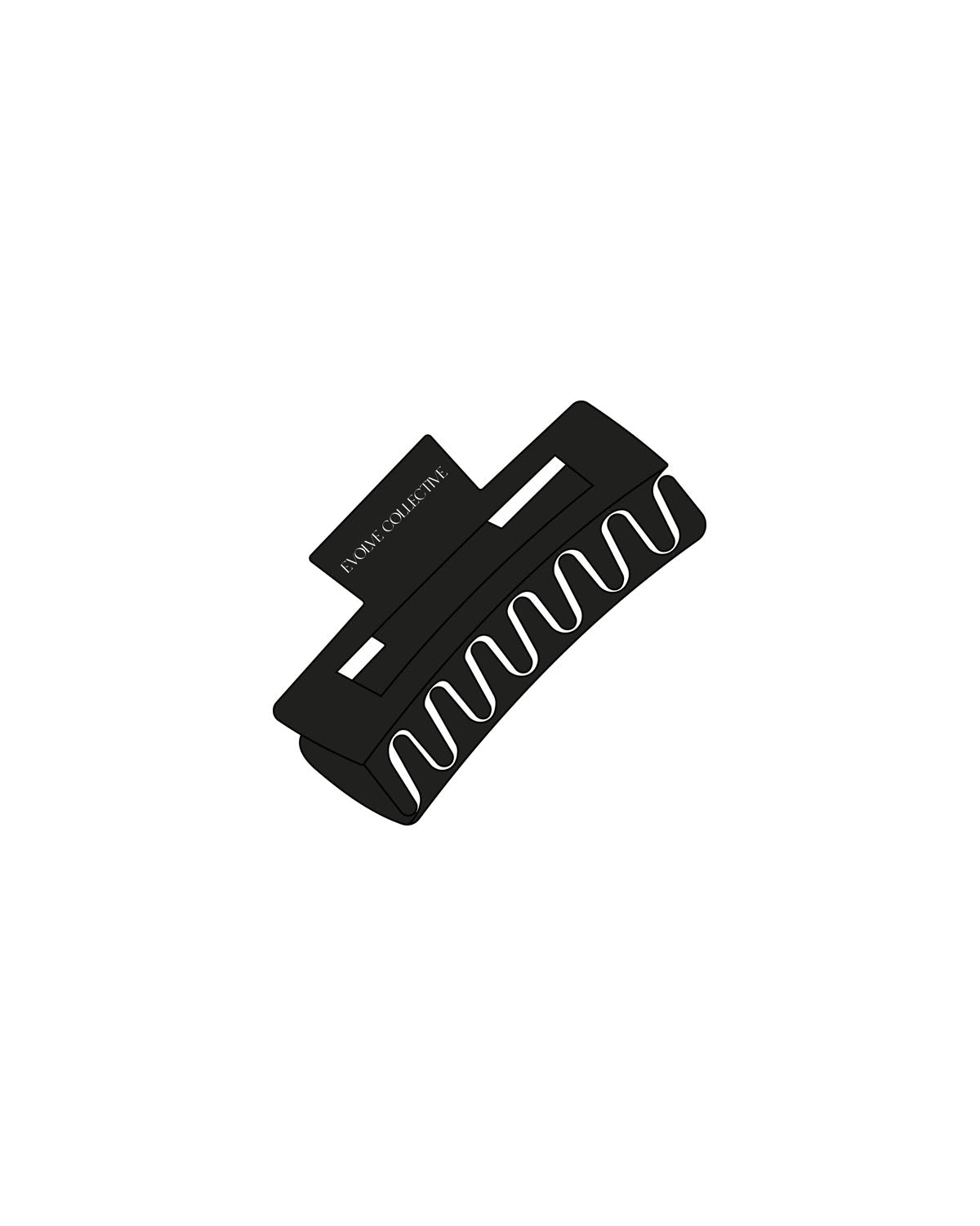 The Claw Hair Clip - Black - Evolve Collective - Top Logo - Printed - Tone on Tone