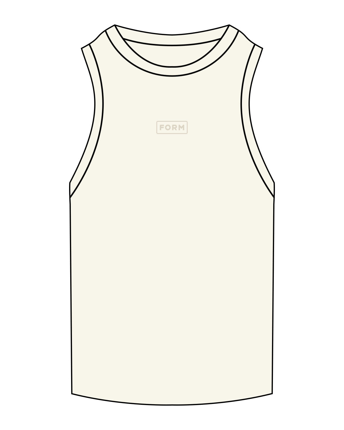 The Ribbed Full Length Tank - Off White - Form - Center Chest - Embroidered - Tone on Tone