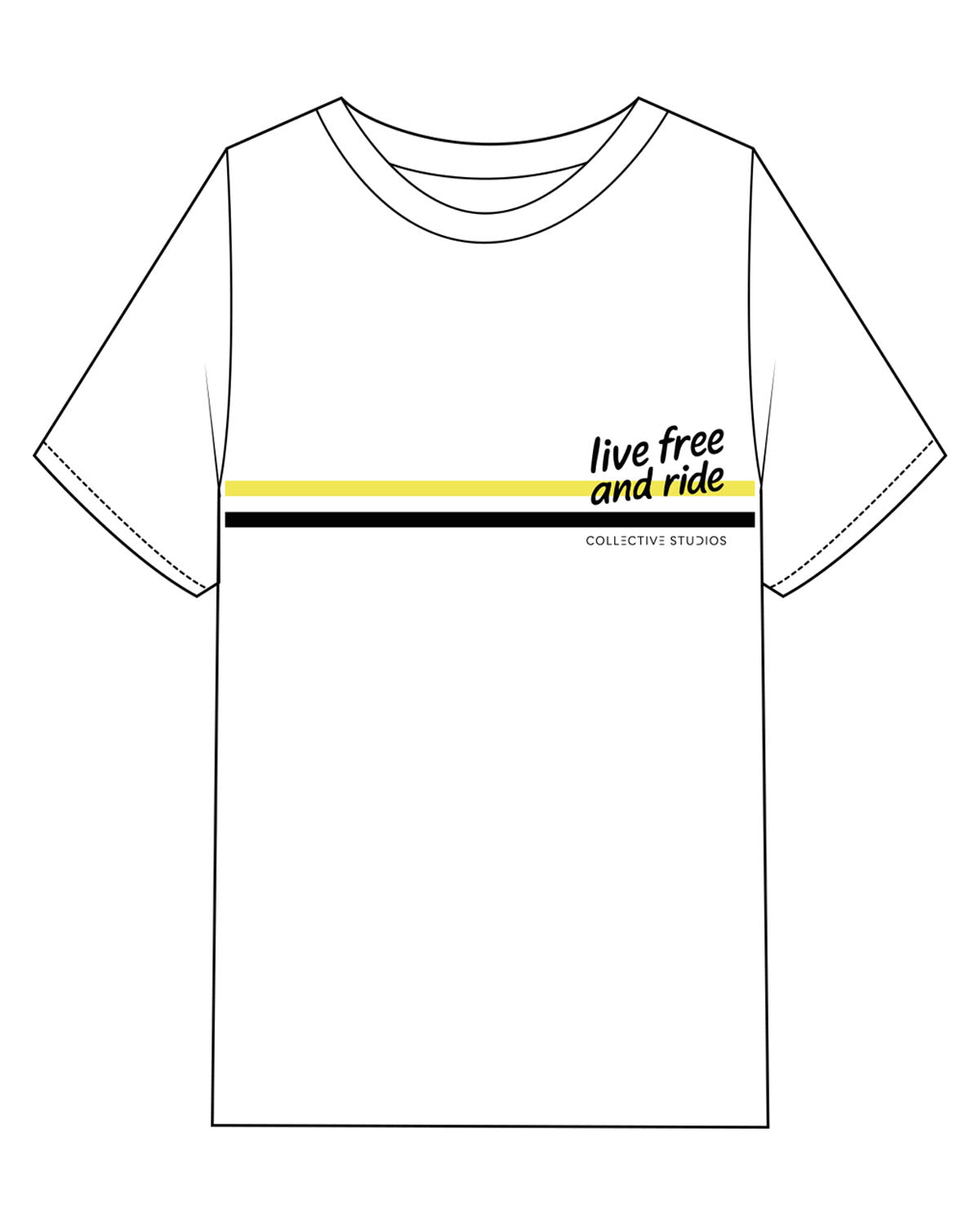 The Mens Heavyweight Tee - White - Collective Studios - Left Chest Stacked & Center Back Stacked - Printed - Full Color