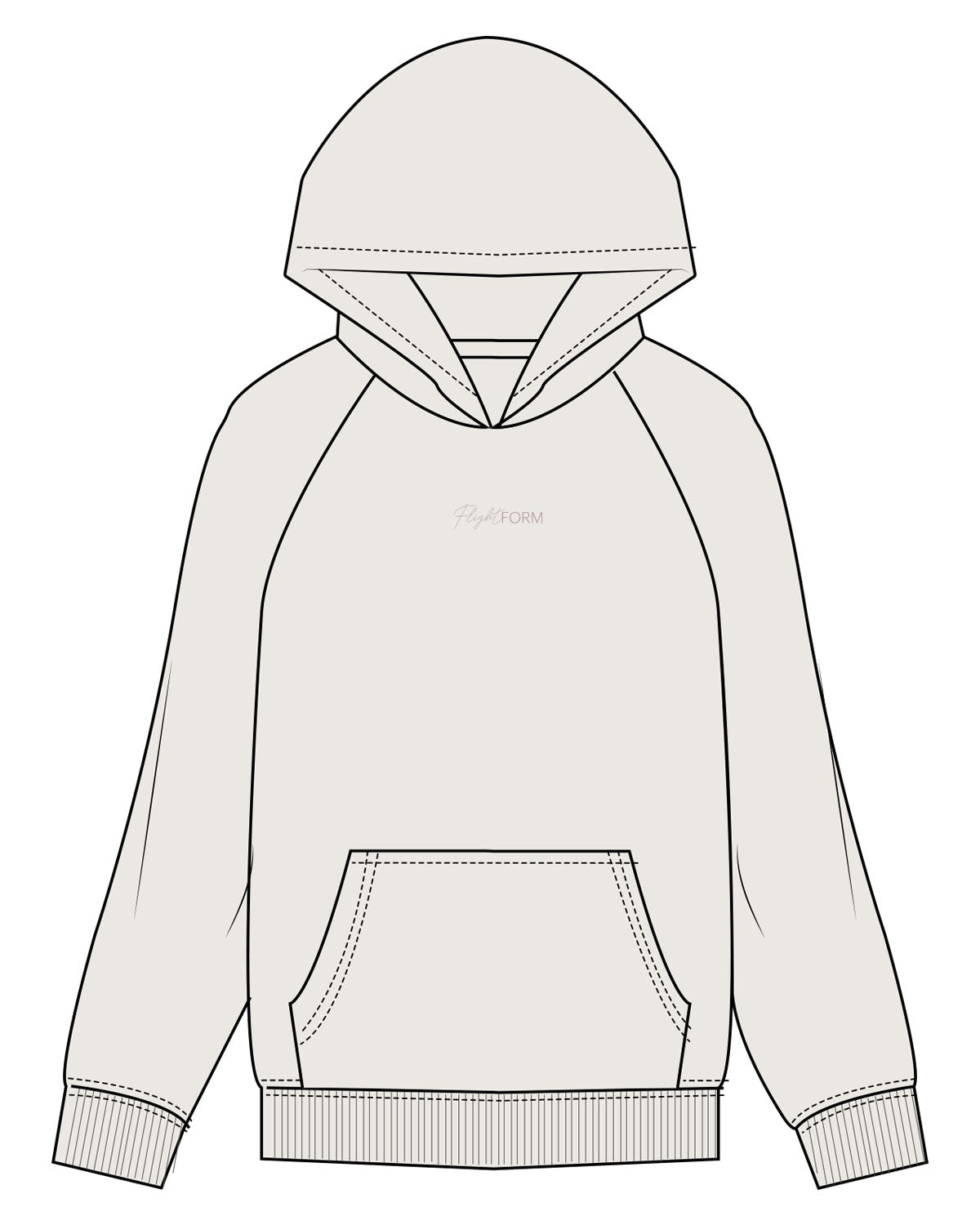 The Womens Hoodie - Bone - Flightform - Center Chest - Embroidered - Tone on Tone