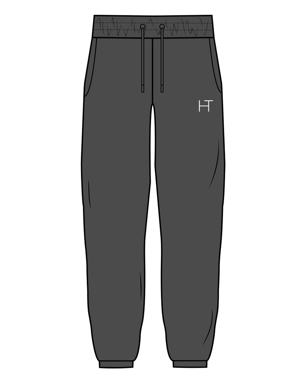 The Mens Sweatpants - Washed Black - HOUSE OF TONE - Left Leg Pocket - White