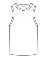 The Ribbed Full Length Tank - White - Form - Center Chest - Embroidered - Tone on Tone