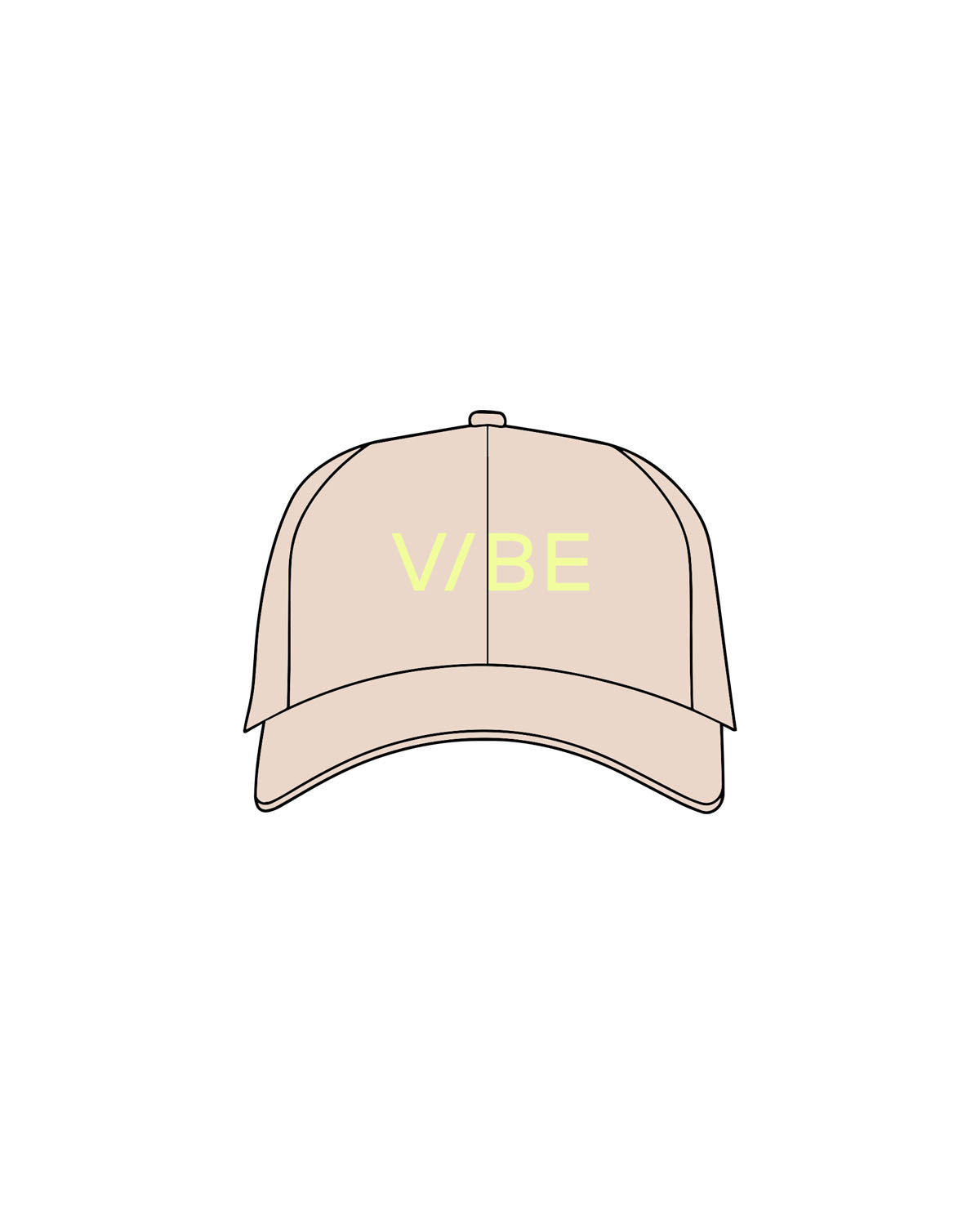 The Dad Hat - Stone - The Vibe - Center Crown - Embroidered - Neon Yellow