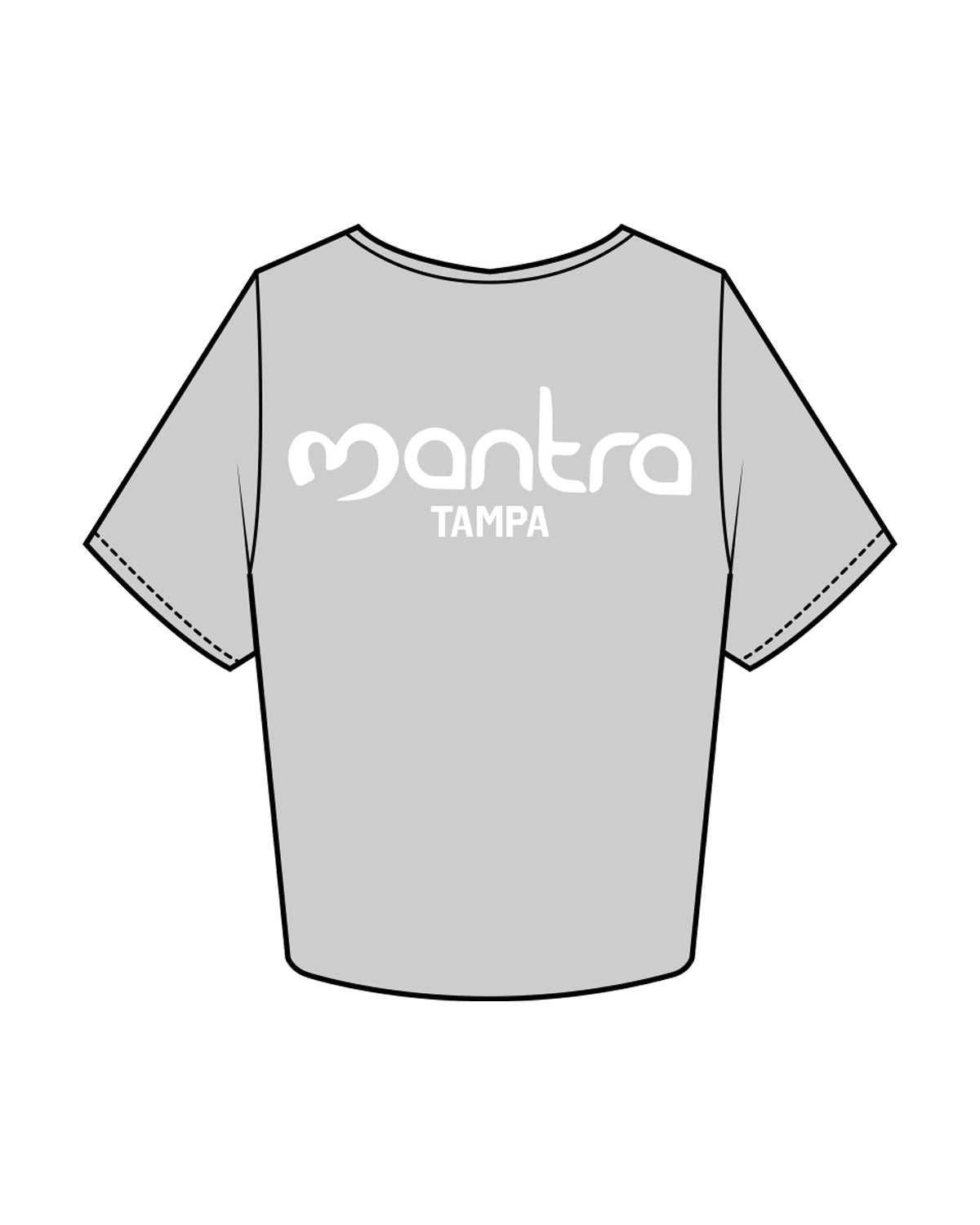 The Crop Tee - Storm - Mantra Fitness - Left Chest & Back Stacked - Tampa - White - Puff Print