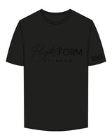 The Mens Tee - Black - Flightform - Center Chest Stacked & Left Sleeve "100" - Printed - Black