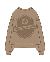 The Mens Crewneck - Sand - Crossfit Trifecta - Left Chest & Back Center Chest - Tone on Tone