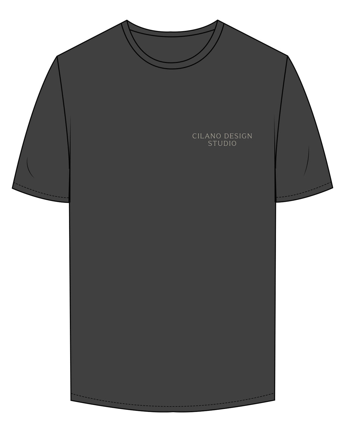 The Mens Tee - Charcoal - Cilano Design Studio - Left Chest Stacked - Printed - Off White