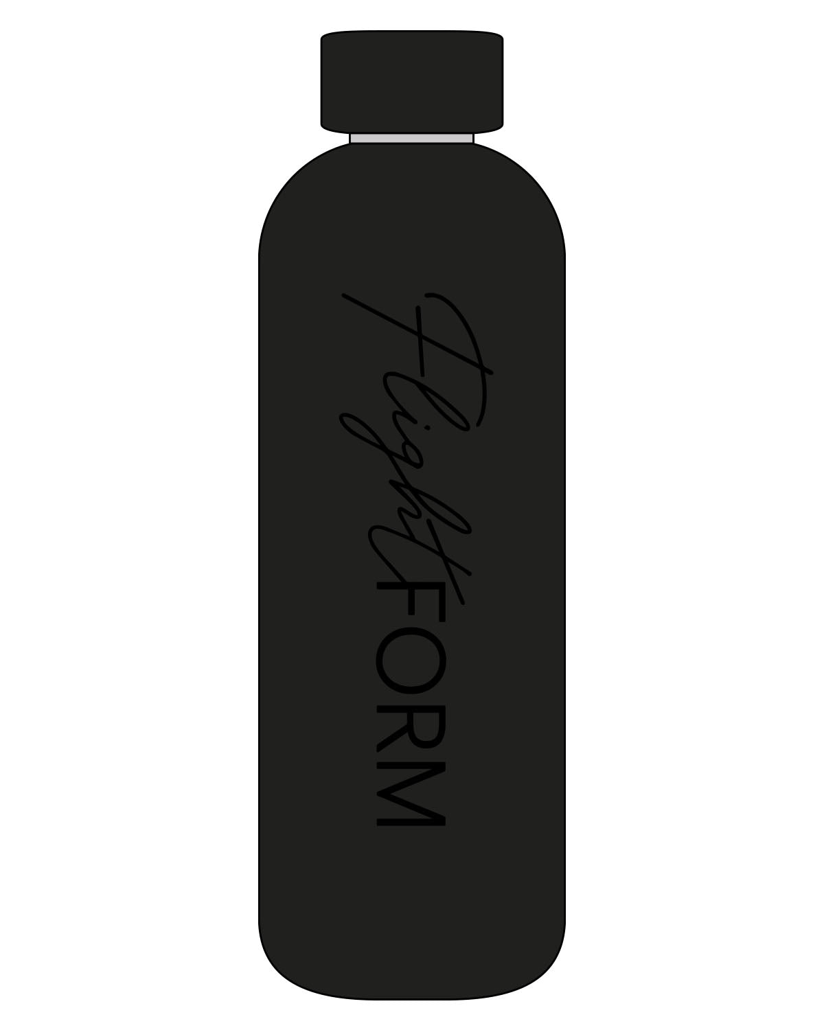 The Water Bottle - Black - Flightform - Center Body Vertical - Glossy Black