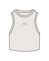The Ribbed Crop Tank - Bone - Form - Center Chest - Embroidered - Tone on Tone