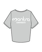 The Crop Tee - Storm - Mantra Fitness - Left Chest & Back Stacked - Sarasota - White - Puff Print