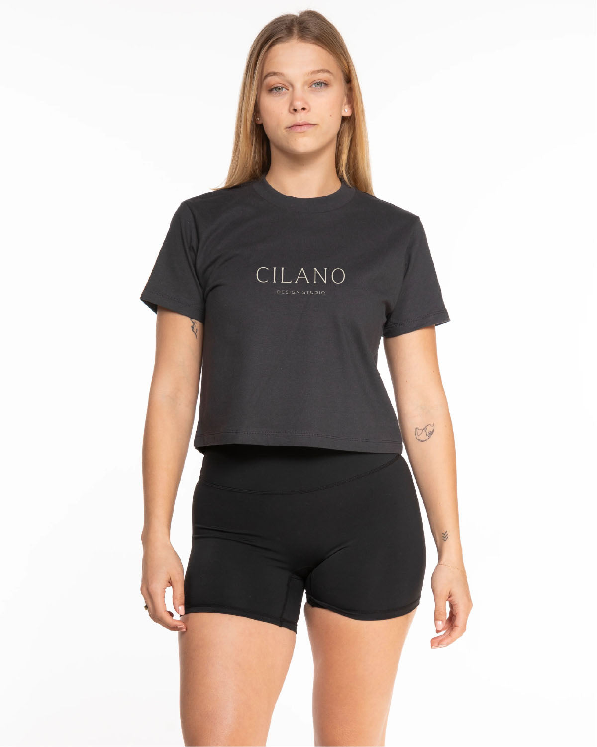 The Boxy Crop Tee - Charcoal - Cilano Design Studio - Center Chest Stacked - Printed - Off White