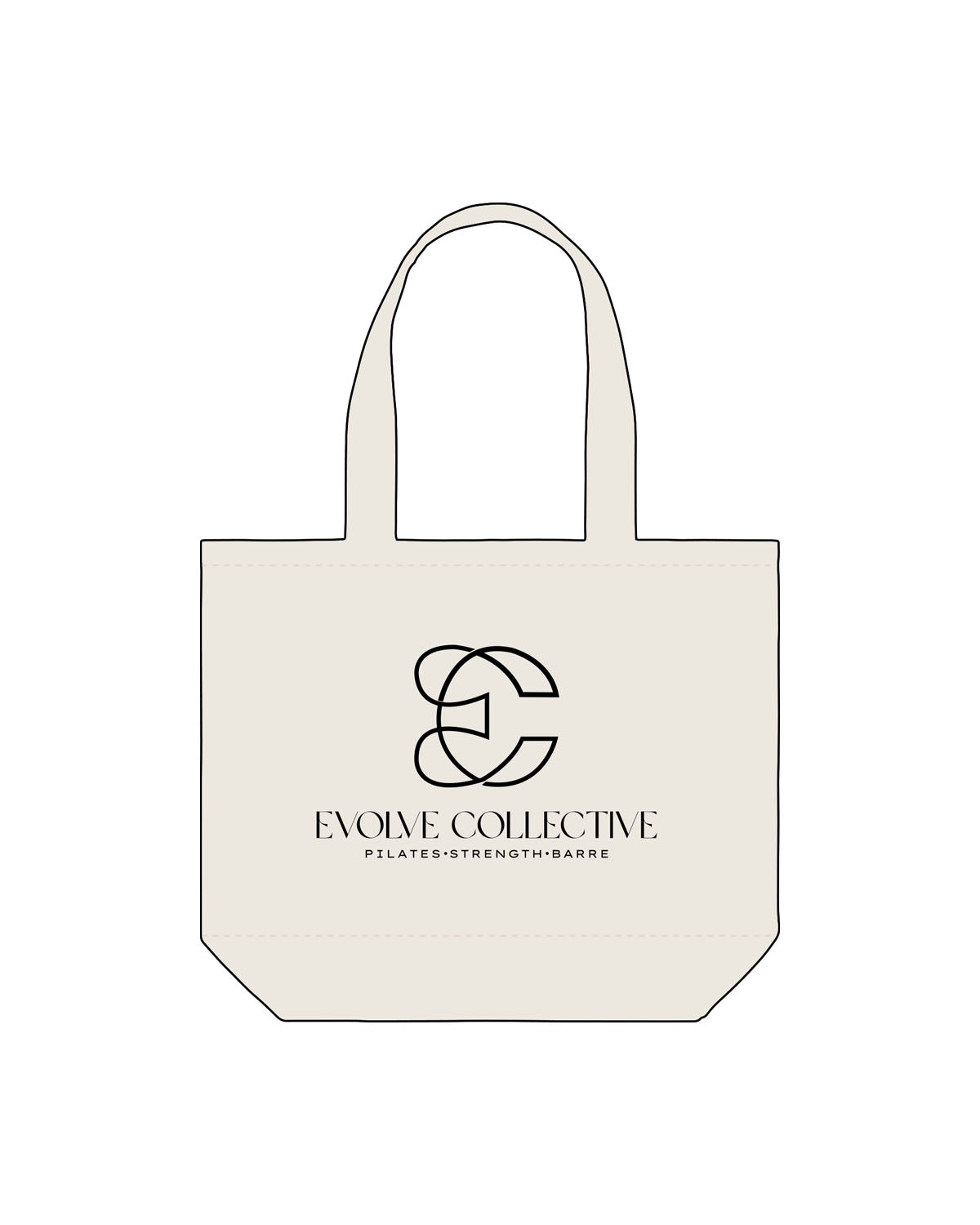 The Tote Bag - Natural - Evolve Collective - Center Body Stacked - Printed - Black