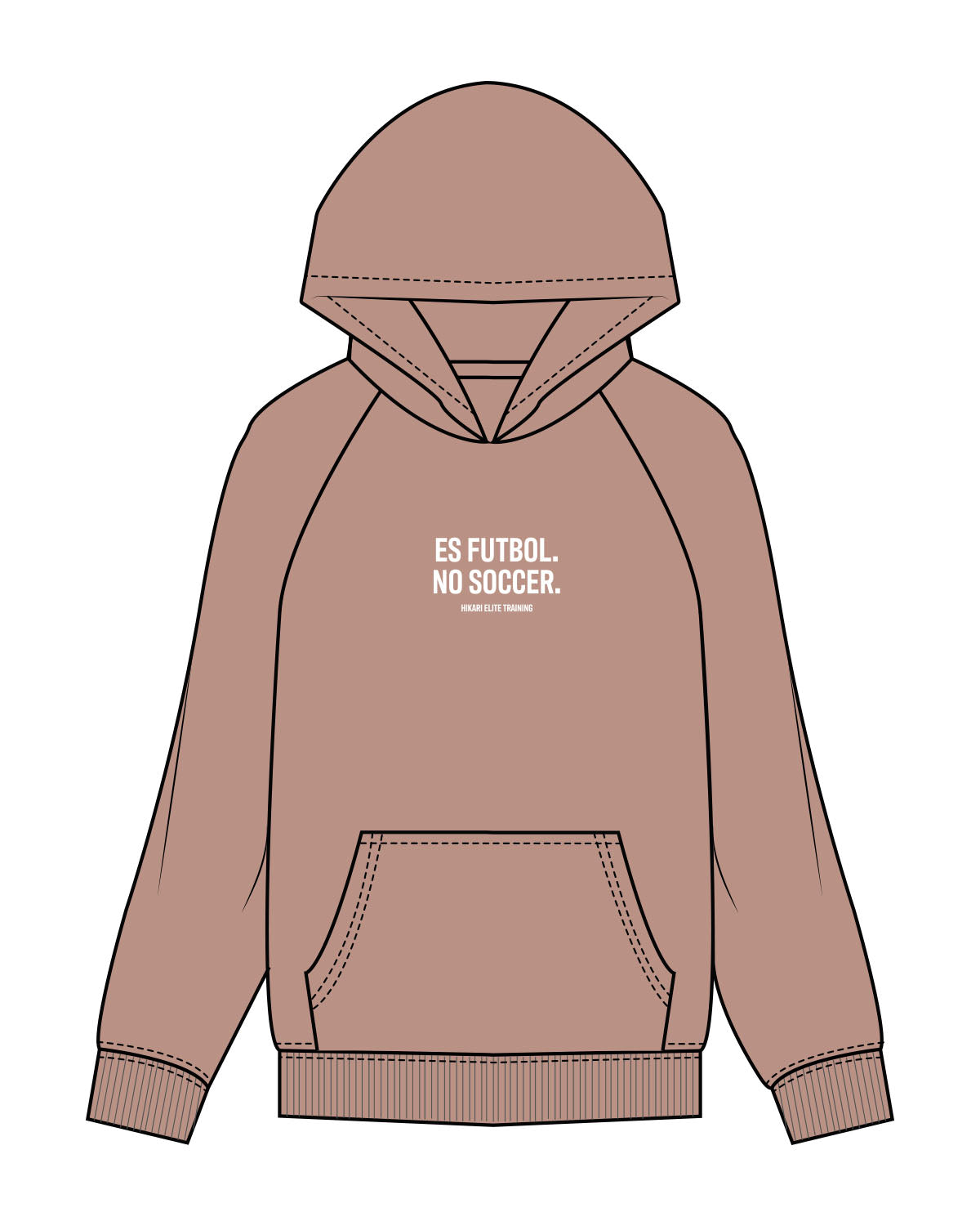 The Womens Hoodie - Clay - Hikari Elite - Center Chest Stacked - Printed - White
