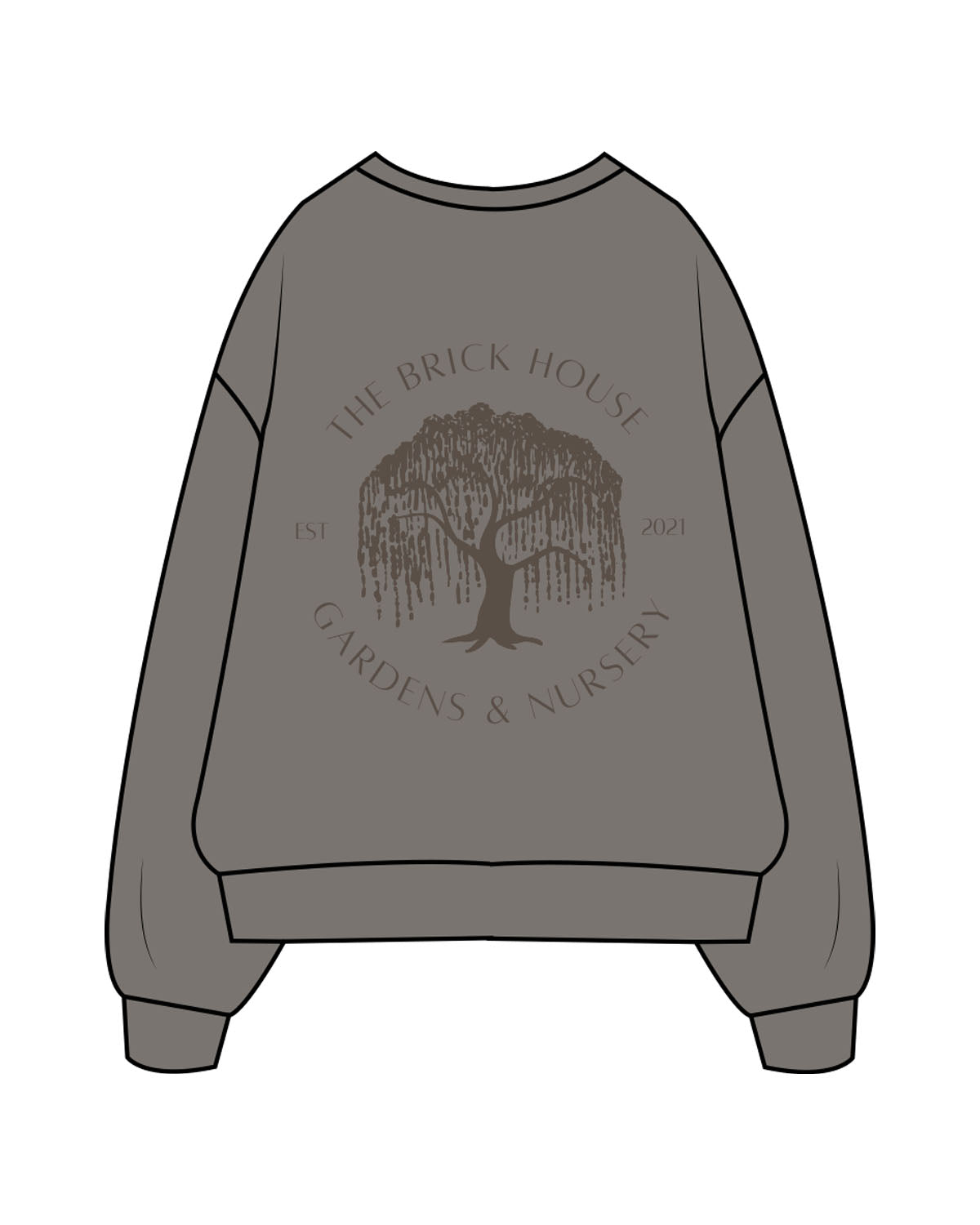The Mens Crewneck - Washed Gray - Brick House - Left Chest & Back Illustration - Printed - Tone on Tone