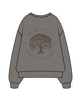 The Mens Crewneck - Washed Gray - Brick House - Left Chest & Back Illustration - Printed - Tone on Tone