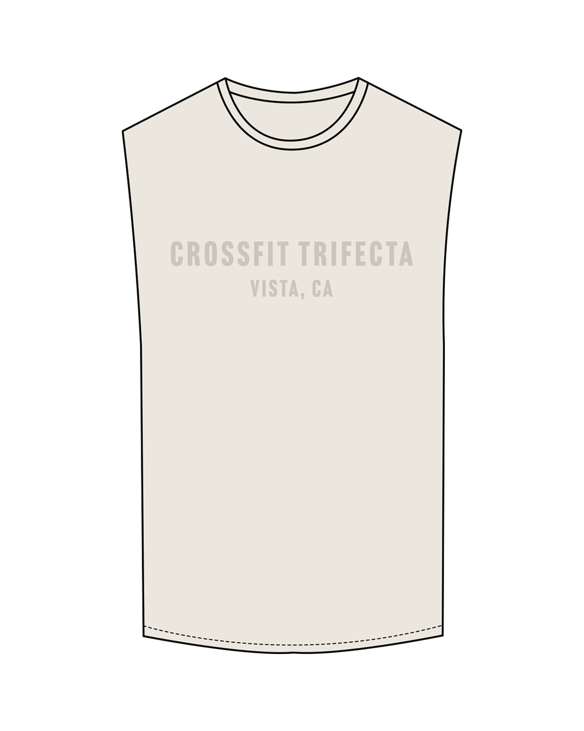 The Muscle Tank - Off White - Crossfit Trifecta - Center Chest Stacked - Tone on Tone