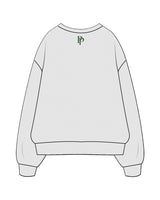 The Mens Crewneck - White Heather - Pose Pilates - Center Chest & Back Neckline - Green