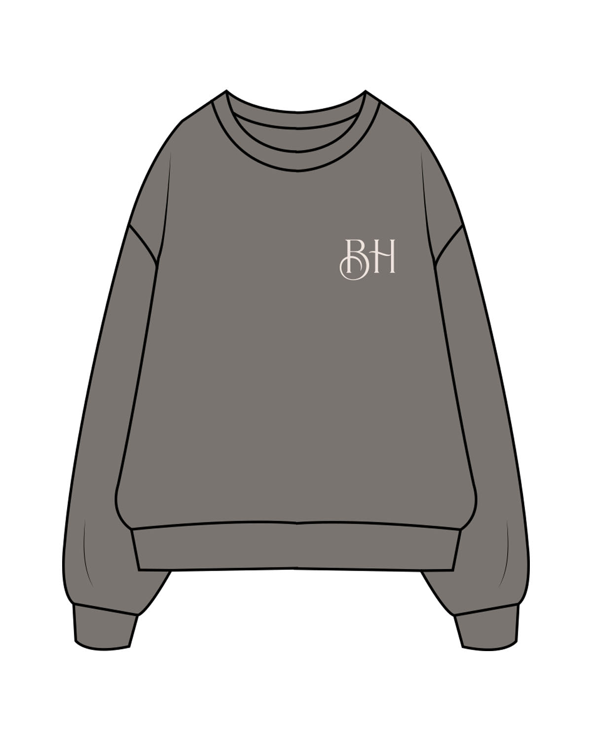 The Mens Crewneck - Washed Gray - Brick House - Left Chest & Back Illustration - Printed - Off White