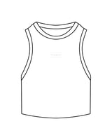 The Ribbed Crop Tank - White - Form - Center Chest - Embroidered - Tone on Tone