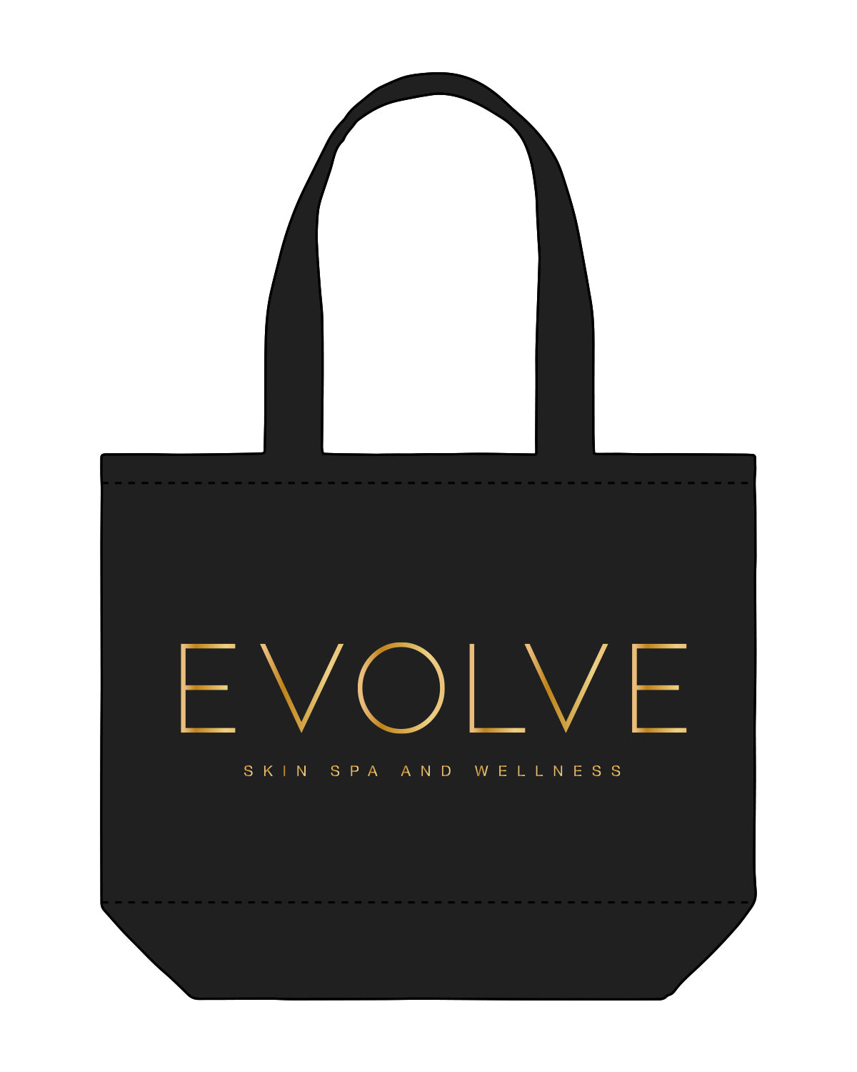 The Tote Bag - Black - Evolve Spa - Center Stacked - Gold