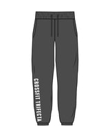 The Classic Sweatpants - Washed Black - Crossfit Trifecta - Right Leg - White