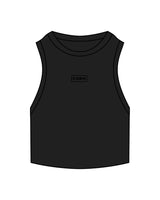 The Ribbed Crop Tank - Black - Form - Center Chest - Embroidered - Tone on Tone