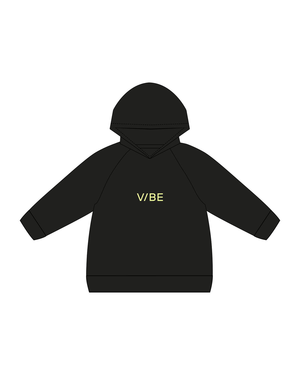 The Kids Hoodie - Black - The Vibe - Center Chest & Center Back Stacked - Printed - Neon Yellow