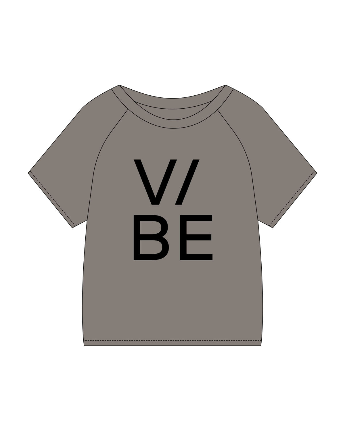 The Kids Heavyweight Tee - Washed Gray - The Vibe - Center Chest - Printed - Black
