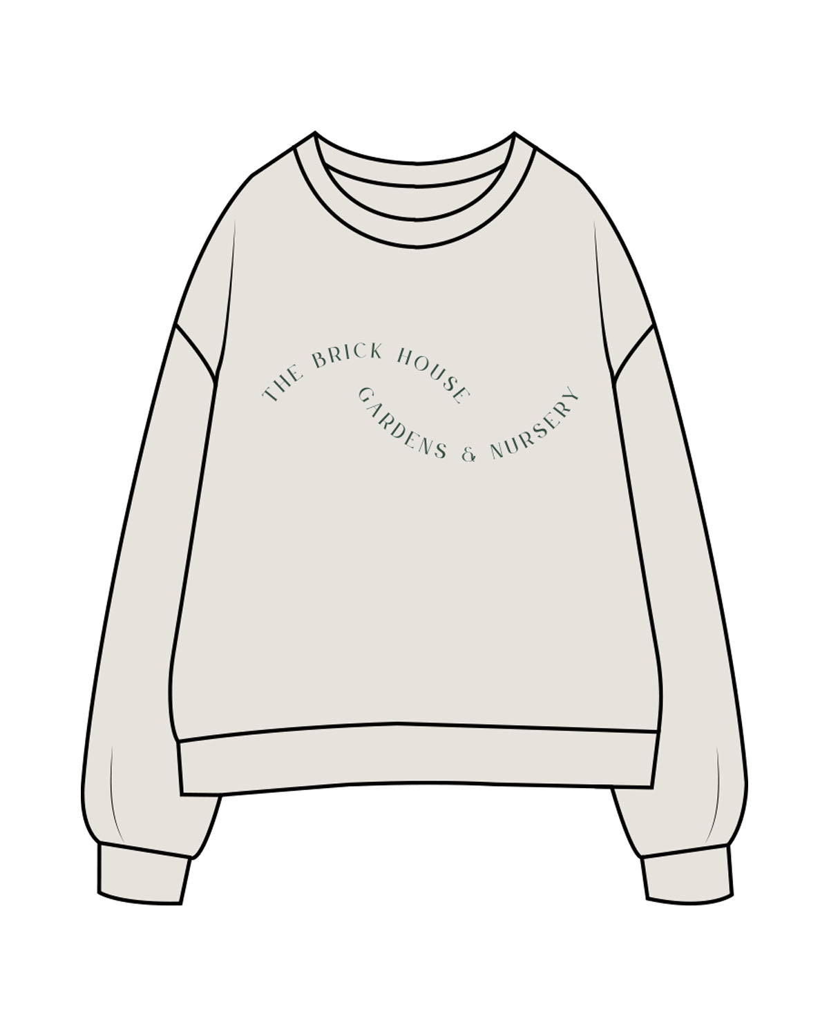 The Womens Crewneck - Washed Bone - Brick House - Center Chest Wider & Back Neckline - Printed - Full Color