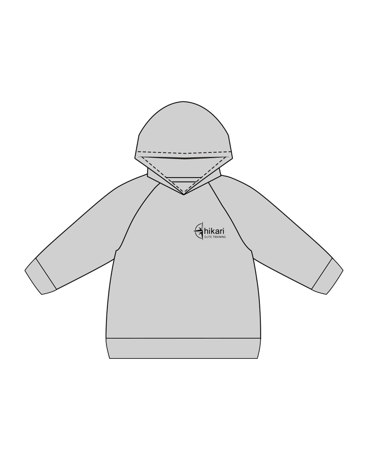 The Kids Hoodie - Heather - Hikari Elite - Left Chest Stacked & Center Back Round - Printed - Black