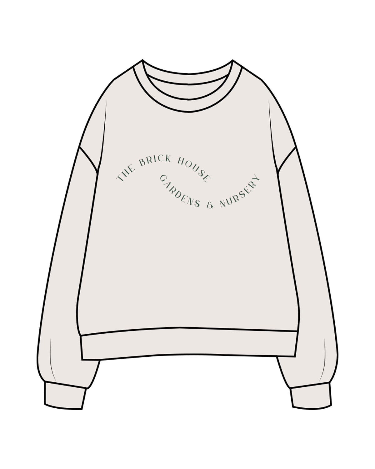The Womens Crewneck - Bone - Brick House - Center Chest Wider & Back Neckline - Printed - Full Color