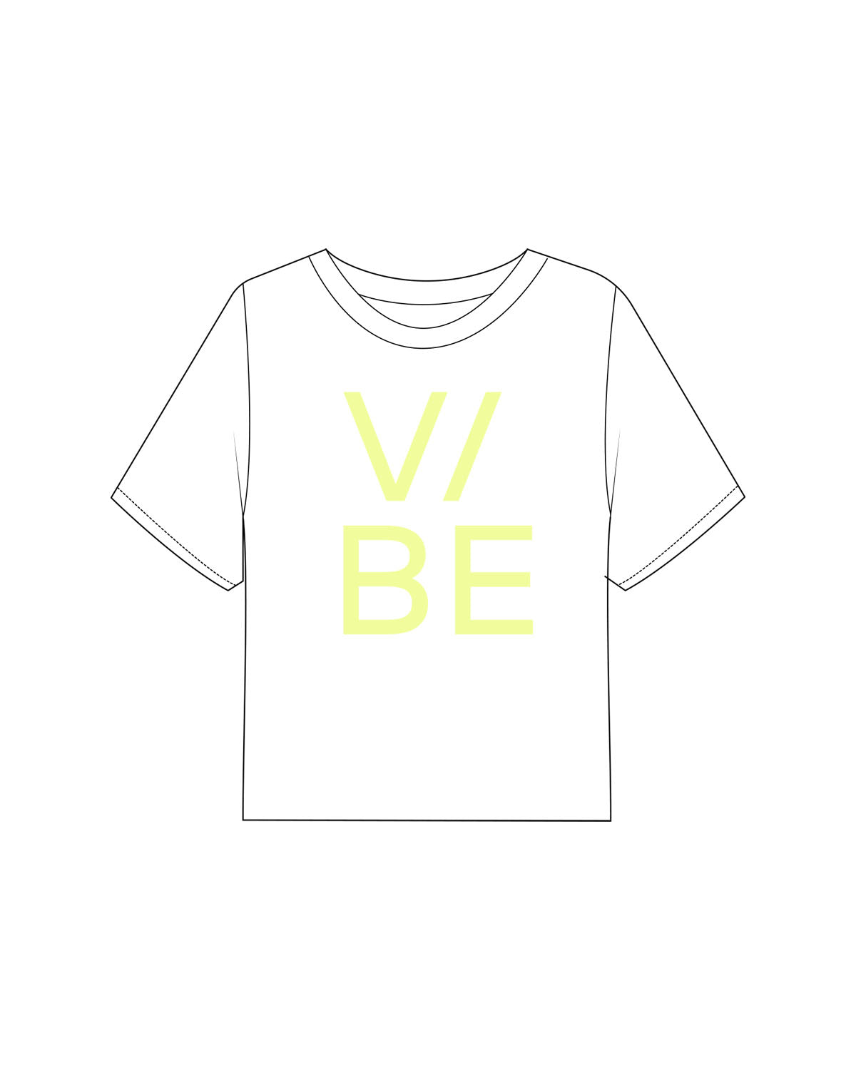 The Boxy Crop Tee - White - The Vibe - Center Chest - Printed - Neon Yellow