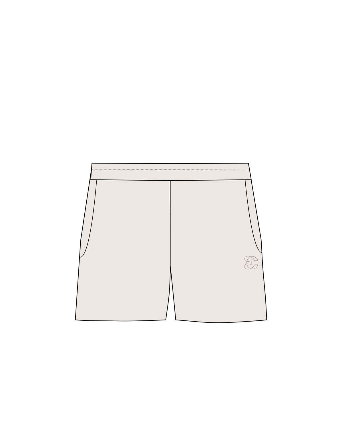 The Womens Sweat Shorts - Bone - Evolve Collective - Left Near Pocket - Printed - Tone on Tone