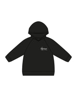 The Kids Hoodie - Black - Hikari Elite - Left Chest Stacked & Center Back Round - Printed - White