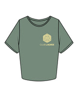 The Crop Tee - Sage - Club Lagree - Left Chest Stacked & Back Stacked - Full Color