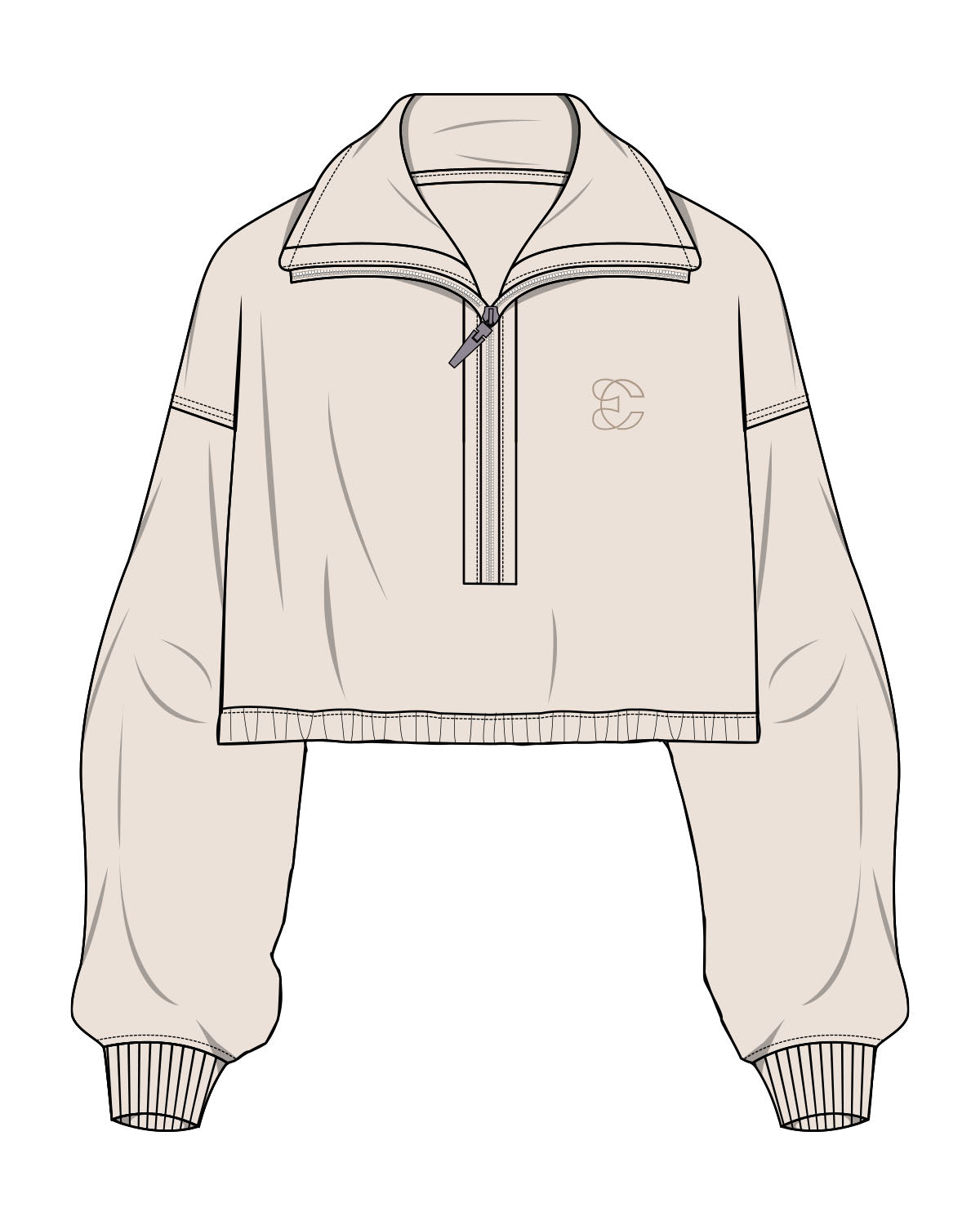 The Suede 1/2 Zip - Latte - Evolve Collective - Left Chest - Embroidered - Tone on Tone