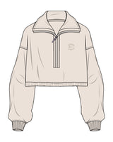 The Suede 1/2 Zip - Latte - Evolve Collective - Left Chest - Embroidered - Tone on Tone