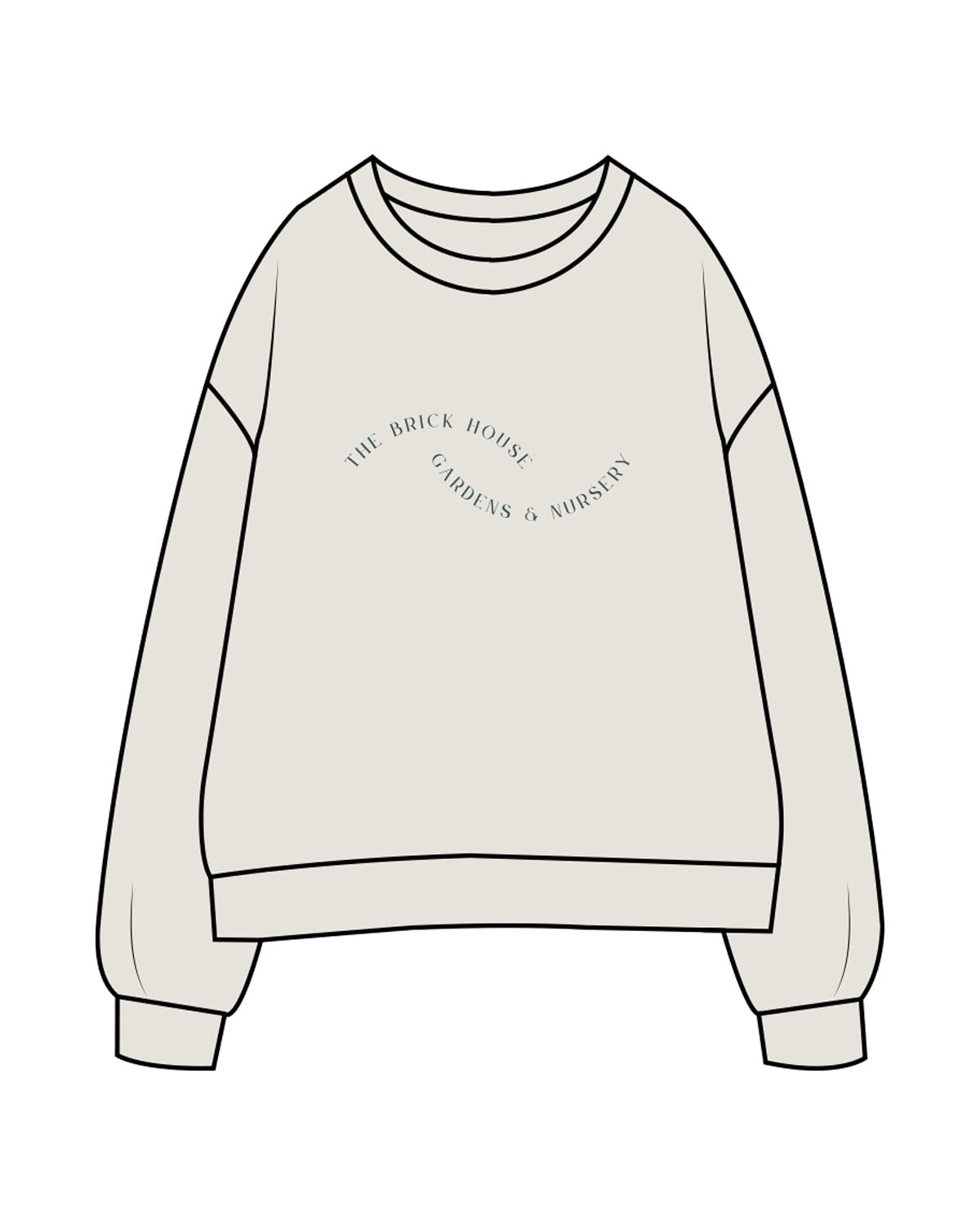 The Womens Crewneck - Washed Bone - Brick House - Center Chest & Back Neckline - Printed - Full Color