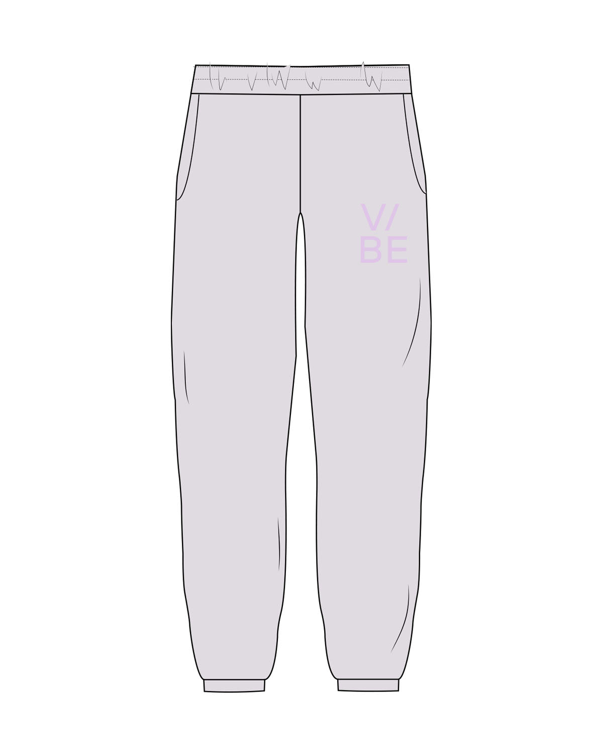 The Womens Sweatpants - Orchid - The Vibe - Left Leg - Printed - Lavender